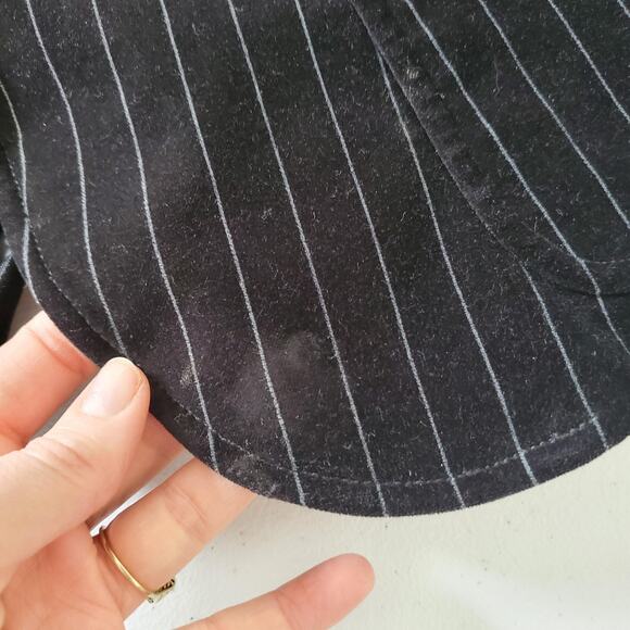 Y2K J.Crew Blazer Womens Medium Black Pinstripe Velvet Wednesday Addams Goth - Picture 7 of 10